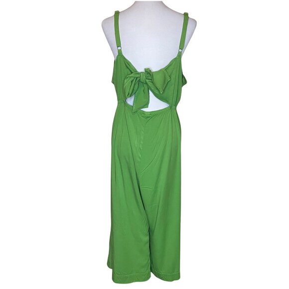 Torrid Emerald Green Wide Leg Jumpsuit Tie Back Plus Size Holiday 20/22 Comfy - Picture 7 of 16